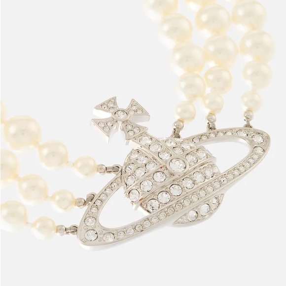 Vivienne Westwood Women's Three Row Pearl Choker - Platinum/Crystal - Picture 2 of 6